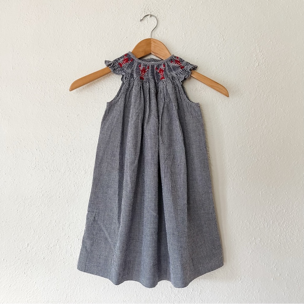 Silly Goose Smocked Lobster Angel Sleeve Bishop Dress